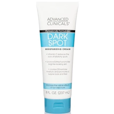 Abbildung von Advanced Clinicals Dark Spot Therapeutic Cream with Vitamin C. Hydroquinone Free. For Age Spots, Blotchy Skin. Face, Hands, Body. Large 8oz Tube. by
