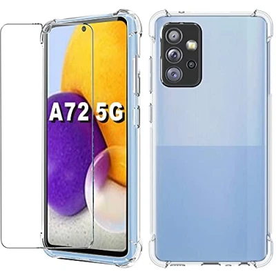Abbildung von Folmecket Hülle für Samsung Galaxy A72 5G, stoßfest, kristallklar, Harte Stoßstange, schlankes Design, 5G,(6,7 Zoll) Transparent