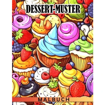 Abbildung von Dessert Muster Ausmalbuch: Wunderschöne Lebensmittel und Getränkedesigns zum Ausmalen mit wunderbaren Illustrationen für Jugendliche Erwachsene zur Stressreduzierung Entspannung