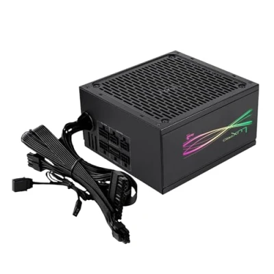 Abbildung von Aerocool LUXPRORGB1000M, Semi Modular RGB 1000W Netzteil, 80Plus Gold +90%, Japanische Kondensatoren, APFC 14cm FDB Lüfter, ATX 3.0 und PCIe 5.0, ARGB Kompatibel, 5 Jahre Garantie, Schwarz