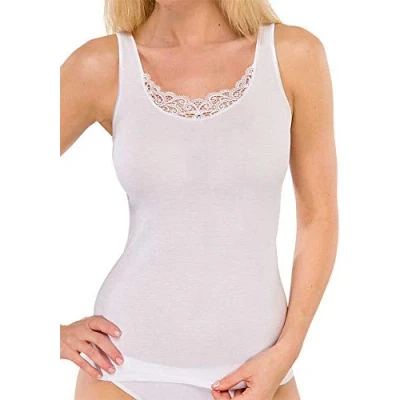 Abbildung von Schiesser Damen Trägertop mit Spitze Hemdchenkonzept Unterhemd, weiß_144361, 50