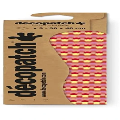 Abbildung von Décopatch C882C Packung mit 3 Blatt Papier gleichen Musters, 30x40cm, Nr. 882, praktisch und einfach zum Verwenden, ideal für Ihre Pappmachés Bastelprojekte, 1 Pack