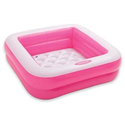 Abbildung von Intex Spielkiste, Swimming Pool, aufblasbar, quadratisch, für Babys und Kleinkinder, 57100 Rosa