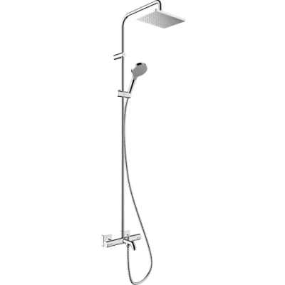 Abbildung von hansgrohe Duschsystem &quot;Vernis Shape&quot;, (Komplett Set), 23cm, wassersparend mit Wannenthermostat, chrom