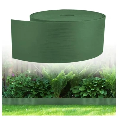 Abbildung von GARDENIX Flexible Rasenkante Kunststoff 10m, Höhe 130mm Rasen Beeteinfassung Holzoptik Beetumrandung Rund Wetterbeständige Rasenbegrenzung, Rasenkanten Grün