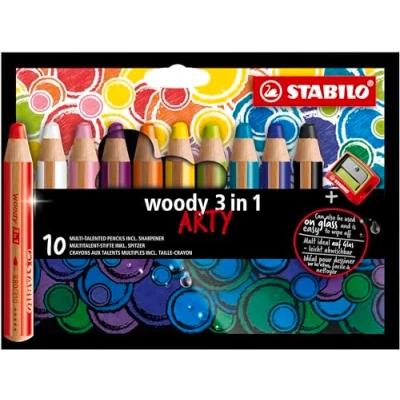Abbildung von STABILO Buntstift woody 3 in 1 ARTY 10 mm 10er Set + Spitzer