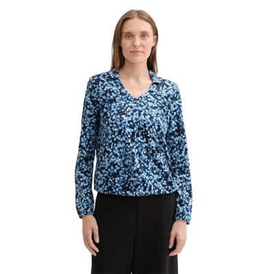 Abbildung von TOM Tailor Bluse, Damen, Größe: XXL, Navy watercolor squares design