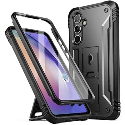 Abbildung von POETIC Revolution Kompatibel mit Galaxy A54 5G (2023), Ganzkörper Schutzhülle, robust, stoßfest, Schutzhülle Kickstand, integrierter Displayschutz, funktioniert Fingerabdruck ID, Schwarz