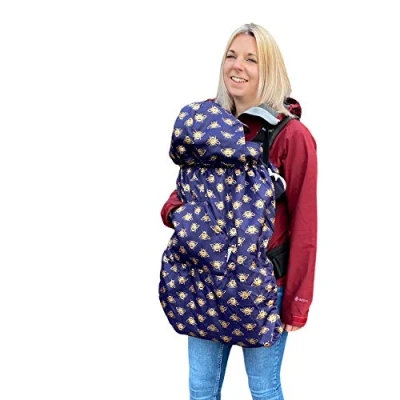 Abbildung von Babywearing: Wasserfester Wetterschutz für Tragetuch und Babytrage Goldbienen