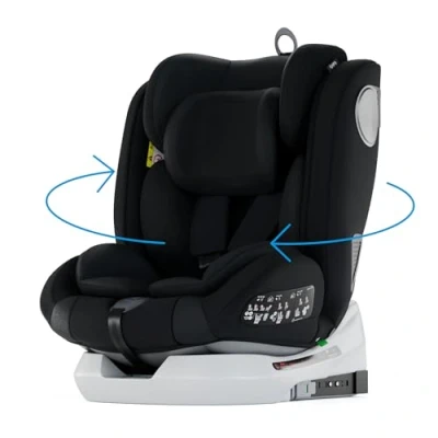 Abbildung von Babify Onboard Autositz für Babys und Kinder, 0 Monate 12 Jahre, um 360 Grad verstellbar, tragbarer sicherer Sitz i Size ECE R129, Black Edition