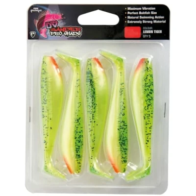 Abbildung von Fox Rage Zander Pro Shad Lemon Tiger Ultra UV Packs 10cm 5pcs Gummifisch