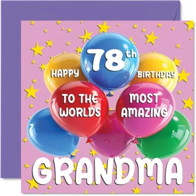 Abbildung von Geburtstagskarte für Oma zum 78. Geburtstag World&#039;s Most Amazing Grandma Happy 78th Birthday Card for from Granddaughter Grandson, 145 mm x mm, Age 78, 78 Seventy Eight Greeting Cards