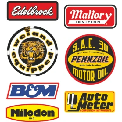 Abbildung von cut it folientechnik &amp; design MG606 / 7X Aufkleber USA Youngtimer 9cm Kult Sticker Oldtimer V8 Vintage Oldschool Edelbrock Pennzoil Öl Hotrod Auto Muscle Car