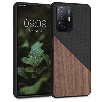 Abbildung von kwmobile Hülle kompatibel mit Xiaomi 11T / Pro Handyhülle Handy Schutzhülle Smartphone Cover Dunkelbraun Schwarz
