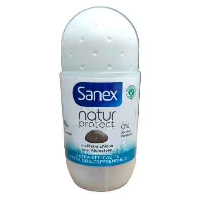 Abbildung von SANEX Deodorant mit Kugel Natur Protect Extra Efficience für Damen und Herren Alaunstein Wirksamkeit 48 Stunden ohne Alkohol, Farbstoffe 50 ml