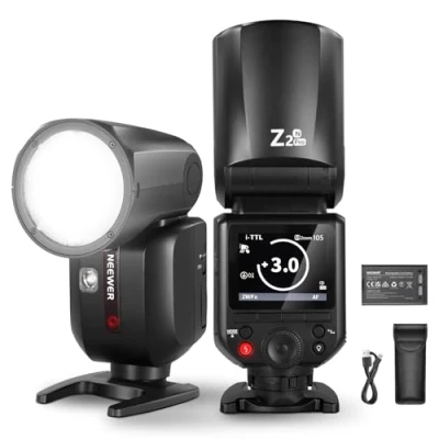 Abbildung von NEEWER Z2PRO N 2.4G TTL Blitzgerät mit rundem Kopf, kompatibel Nikon, drahtlos Godox, 76Ws 1/8000s HSS, verbesserte UI, TTL/M TCM Schalter, 3000mAh Batterie, 600 Full Power Flash