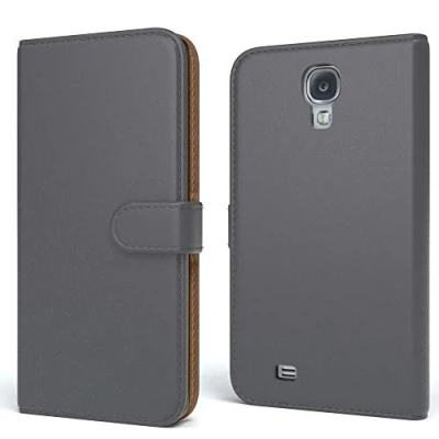 Abbildung von EAZY CASE Tasche kompatibel mit Samsung Galaxy S4 / Neo Schutzhülle Standfunktion Klapphülle Bookstyle, Handytasche Handyhülle Magnetverschluss und Kartenfach, Kunstleder, Anthrazit
