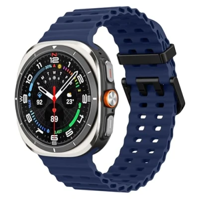 Abbildung von MoKo Sport Armband Kompatibel mit Samsung Galaxy Watch Ultra 47mm 2024 Herren Damen, Atmungsaktives Weiches Silikon Wasserdichtes Zubehör für Band, Mitternachtsblau