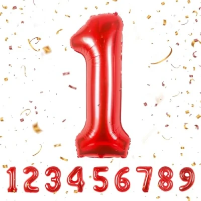 Abbildung von balloon Geburtstag zahlen Rot luftballon 1 jahre Folienballon Riesen in 40&quot; 101cm Geburtstagsdeko Ballon Zahl Deko zum fliegt mit Helium