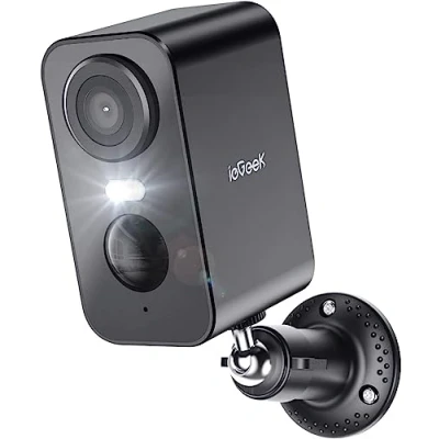 Abbildung von ieGeek (Type C 2K Überwachungskamera, Akku, WLAN Kabellose, außen/innen mit farbige Nachtsicht，PIR Bewegungserkennung，Lange Zeit Standby，Cloud/SD Storage，IP66，2 Wege Audio，Black