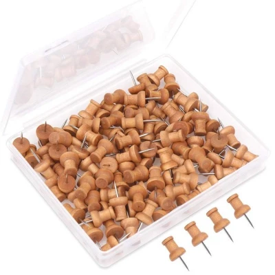 Abbildung von H&amp;S Magnet Holz Stecknadeln für Kork oder Pinnwand 100 Stück, ohne Plastik, Wooden Push Pins for Cork or Bulletin Board pcs, plastic free