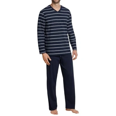 Abbildung von Schiesser Herren Schlafanzug lang Nightwear Set, Dunkelblau_159622, 5XL