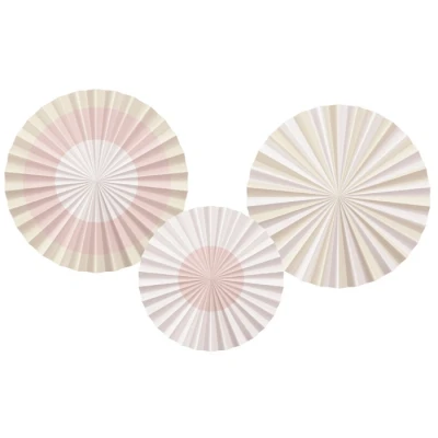 Abbildung von Folat 24326 Pastel Bunt Papier Fan Set Playful Powder 3 Stück Hochzeits Party Dekorationen für Festival, Karneval, Geburtstag deko, Babyparty und Baby Shower, Rosa