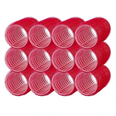 Abbildung von PONIK&#039;S PROFESSIONAL Haarrollen Lockenwickler, Lockenwickler Selbsthaftend Set, Haar Roller 12 Stücke, Locken 36mm, Selbst Griff rot