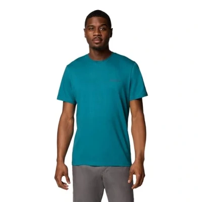 Abbildung von Columbia Men&#039;s Rapid Ridge Back Graphic Tee 2, Short Sleeve T Shirt, River Blue/Button Badge, S