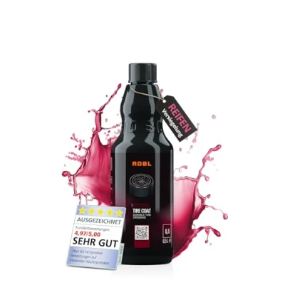 Abbildung von ADBL Tire Coat (500ml) Premium Reifendressing für intensiven Schutz und Pflege Verleiht Reifen ein tiefschwarzes Finish Hydrophob, schmutzabweisend UV beständig langanhaltenden Look