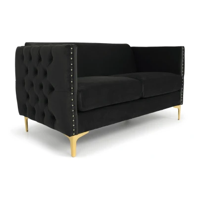 Abbildung von Joshua 2 Sitzer Sofa mit Samtbezug Schwarz Menzzo