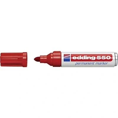 Abbildung von edding 550 Permanentmarker rot 10 Stifte Rundspitze 3 4 mm wasserfest, schnell trocknend wischfest für Karton, Kunststoff, Holz, Metall, Glas