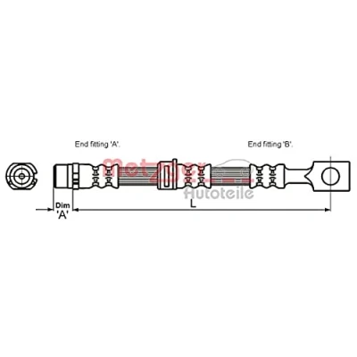 Abbildung von METZGER 4115194 Bremsschläuche 430 OPEL: Astra H Schrägheck, Caravan, Zafira B