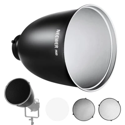 Abbildung von NEEWER 29,5cm Bowens Mount Tiefenfokus Reflektor Diffusor mit 15/30 Wabengitter und weichem Tuch, 45 Lampenschirm, kompatibel Godox Studio Strobe Blitzlicht Speedlite, FR30