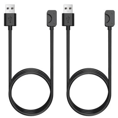 Abbildung von TiMOVO Smartwatch Ladegerät Kompatibel mit Samsung Galaxy Fit 3, 2 Stück Magnetisches USB Ersatz Ladekabel Ladestation Zubehör für 3 SM R390 Smartwatch, Schwarz