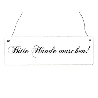 Abbildung von Interluxe Holzschild Shabby Vintage Dekoschild Motivation Bitte HÄNDE WASCHEN Toilette WC