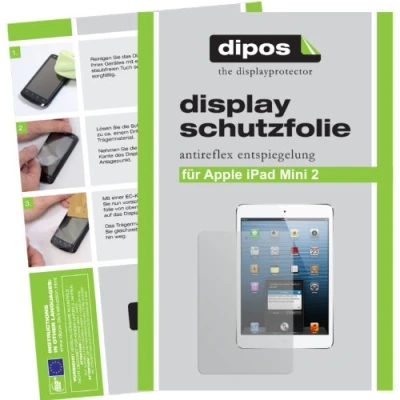Abbildung von dipos I 2X Schutzfolie matt kompatibel mit Apple iPad Mini 2/3 Folie Displayschutzfolie