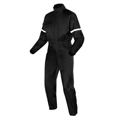 Abbildung von OZONE MOTO Regenanzug für Motorrad Einteilig Langlebiges wasserdichtes Polyester Reißverschluss mit Klettverschluss und Stiche laminierte Reflektierende Elemente