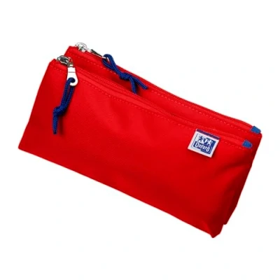 Abbildung von Oxford Federmäppchen für Mädchen und Jungen, Doppel Fach, 2 Taschen, langlebig, rot