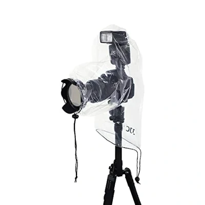 Abbildung von JJC Kamera Regenschutz für Canon, Nikon, Sony, mit Objektiv und Blitz bis zu 25 x 16 cm (L B), transparente Regenmantel Regenhülle, 2 Stück