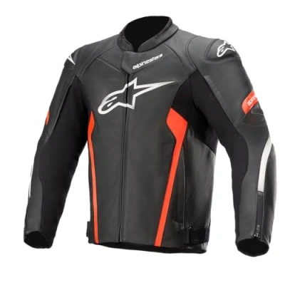 Abbildung von Alpinestars Faster V2 Leather Jacket Black/Fluo Red, 54