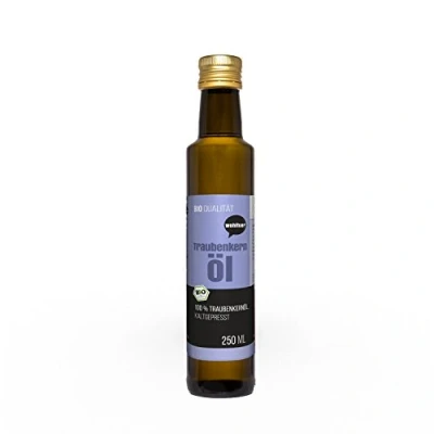 Abbildung von Wohltuer Traubenkernöl kaltgepresst 250ml aus kontrolliert biologischem Anbau mit 4% Anteil an natürlichem OPC (Frankreich)