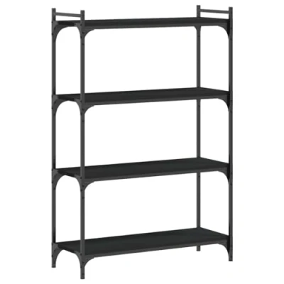 Abbildung von SDWEHO7 Bücherregal 4 Fächer Standregal freistehendes Büroregal Aktenregal Aufbewahrungsregal Lagerregal für Wohnzimmer, Schwarz 80x30x120 cm Holzwerkstoff
