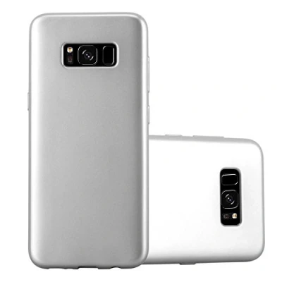 Abbildung von Cadorabo Hülle kompatibel mit Samsung Galaxy S8 Schutzhülle TPU Silikon Case Metallic Design Slim Kratzfest Weiche Gummi Rundumschutz für in Silber