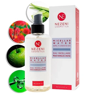 Abbildung von Nezeni Mizellenwasser für normale, fettige und Mischhaut Make up Entferner 200 ml 5 Wirkstoffe vegan konservierbar