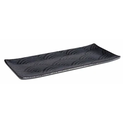Abbildung von APS 84905 Tablett DARK WAVE, 23 x 10,5 cm, Höhe 1,5 Melamin, schwarz/Wellendekor