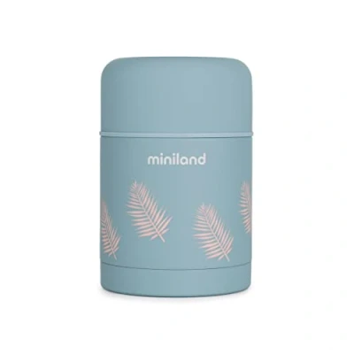 Abbildung von Miniland FOOD THERMY PALMS.600ml Isolierbehälter für Babybrei und feste Nahrung, aus hochwertigem Stahl, blau, 89445