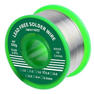 Abbildung von Owootecc Lötzinn, bleifreier Löt draht mit Kolophonium kern zum Elektrolöten und Heimwerken (Sn99,3 Cu0,7/0,8mm,50g)