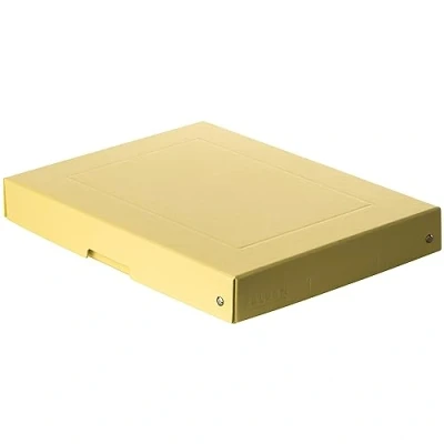 Abbildung von Original Falken PureBox Pastell. Made in Germany. 40 mm hoch DIN A4 gelb. Aufbewahrungsbox mit Deckel aus stabilem Karton Vegan Geschenkbox Transportbox Schachtel Allzweckbox