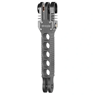 Abbildung von iSHOXS 2C ProFork Xtension L Verlängerungsarm Halterung für GoPro Hero 13 12 11 10 9 DJI Osmo Insta360 Akaso Robustes Aluminium Kompatible mit 1/4&quot; Zoll Adapter 88mm